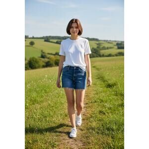 american eagle outfitters denim shorts women's size 8 super strech blue used US